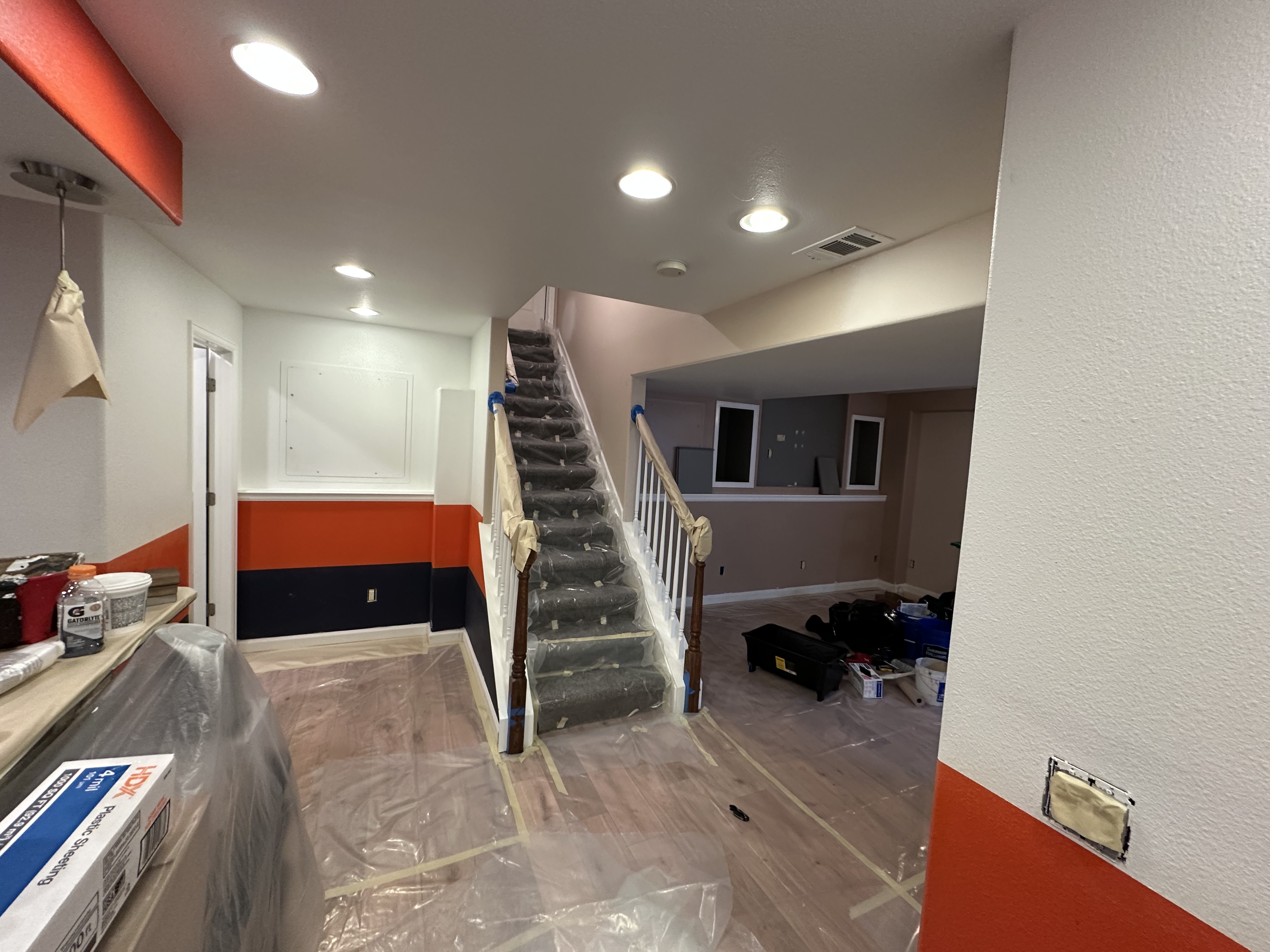 Interior Painting - Orange and Gray Accent Walls